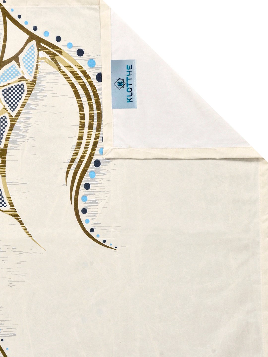 Cream Abstract Cotton Blend Double Bedsheet with 2 Pillow Covers