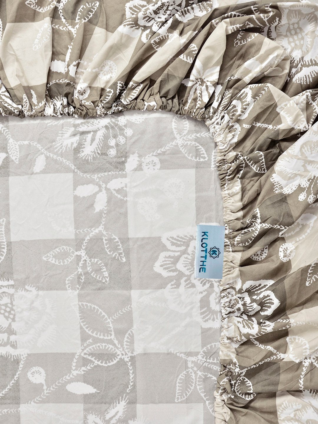 Begie Floral Cotton Blend Fitted Single Bedsheet with Pillow Cover