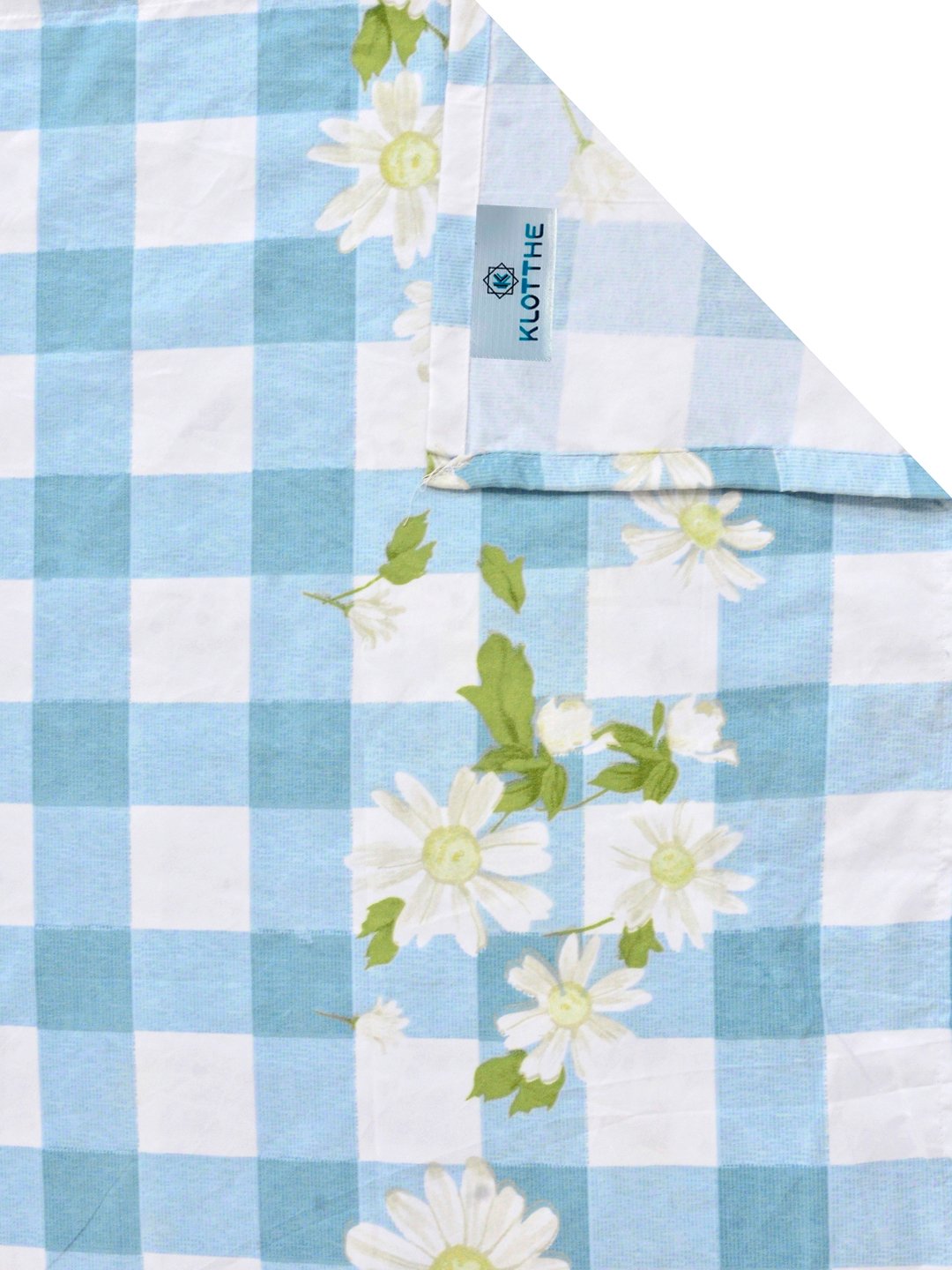 Blue Floral Cotton Blend Single Bedsheet with Pillow Cover