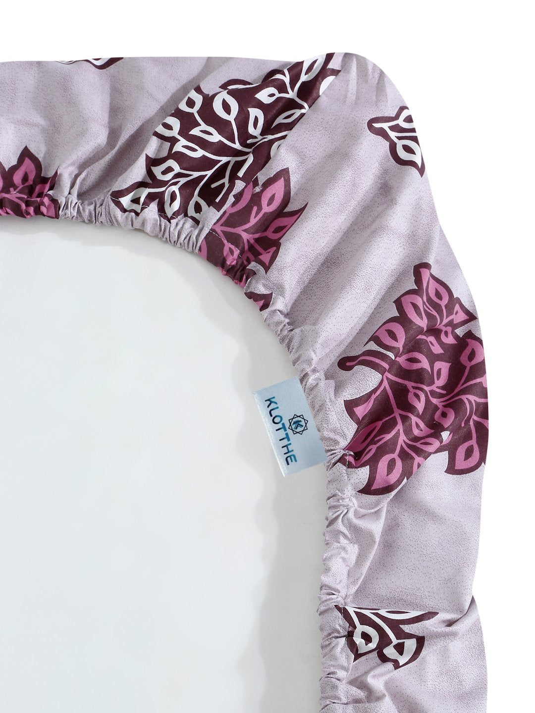 Purple Floral 400 TC Pure Cotton Fitted Double Bedsheet with 2 Pillow Covers