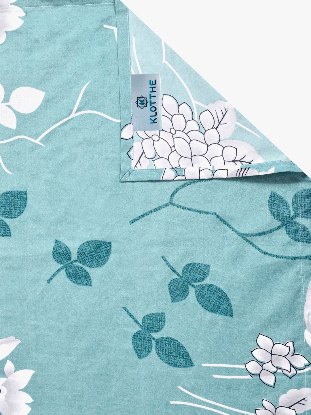 Green Floral Cotton Blend Single Bedsheet with Pillow Cover