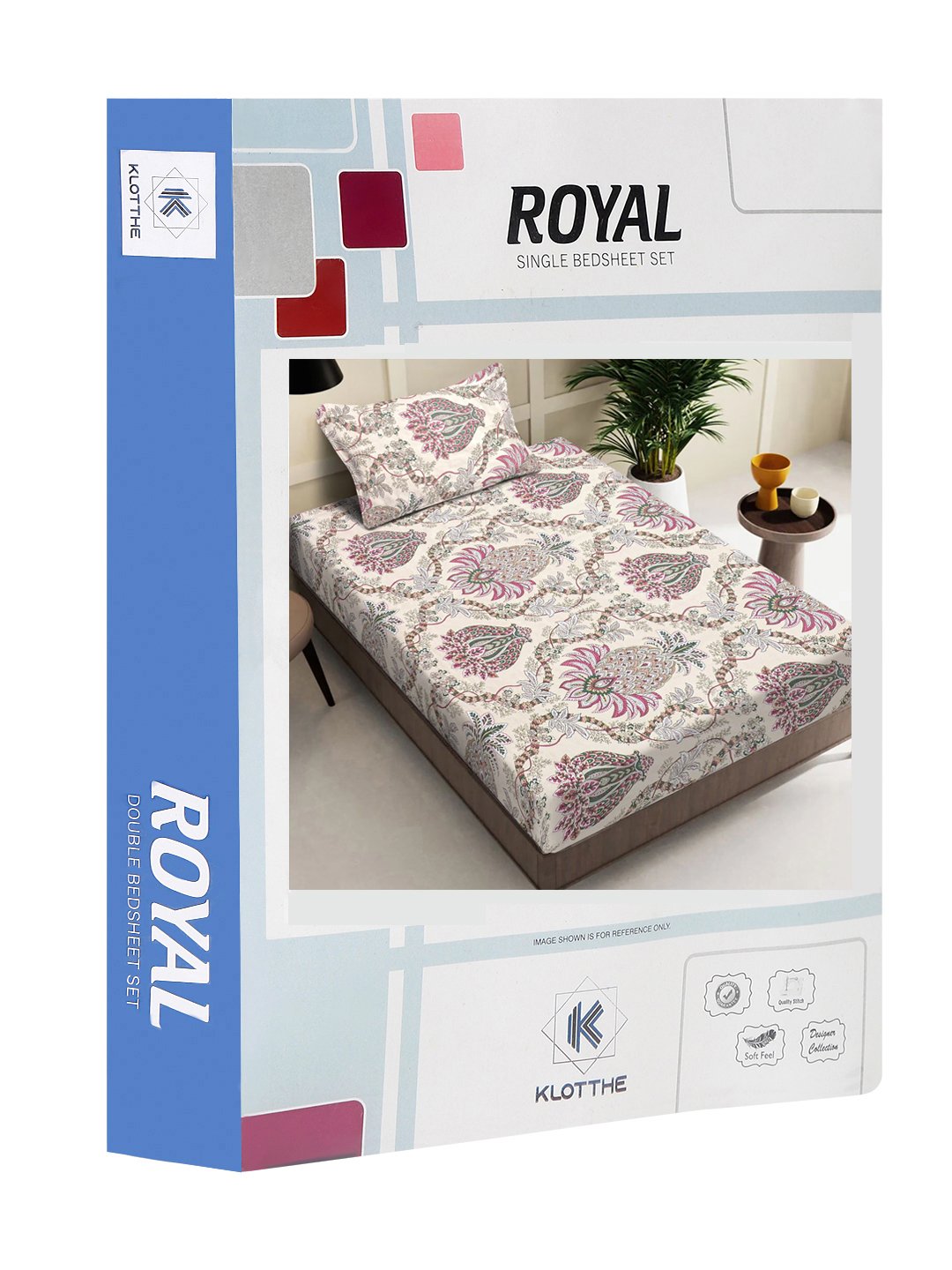 Multi Floral 300 TC Cotton Blend Single Bedsheet in Book Fold Packing