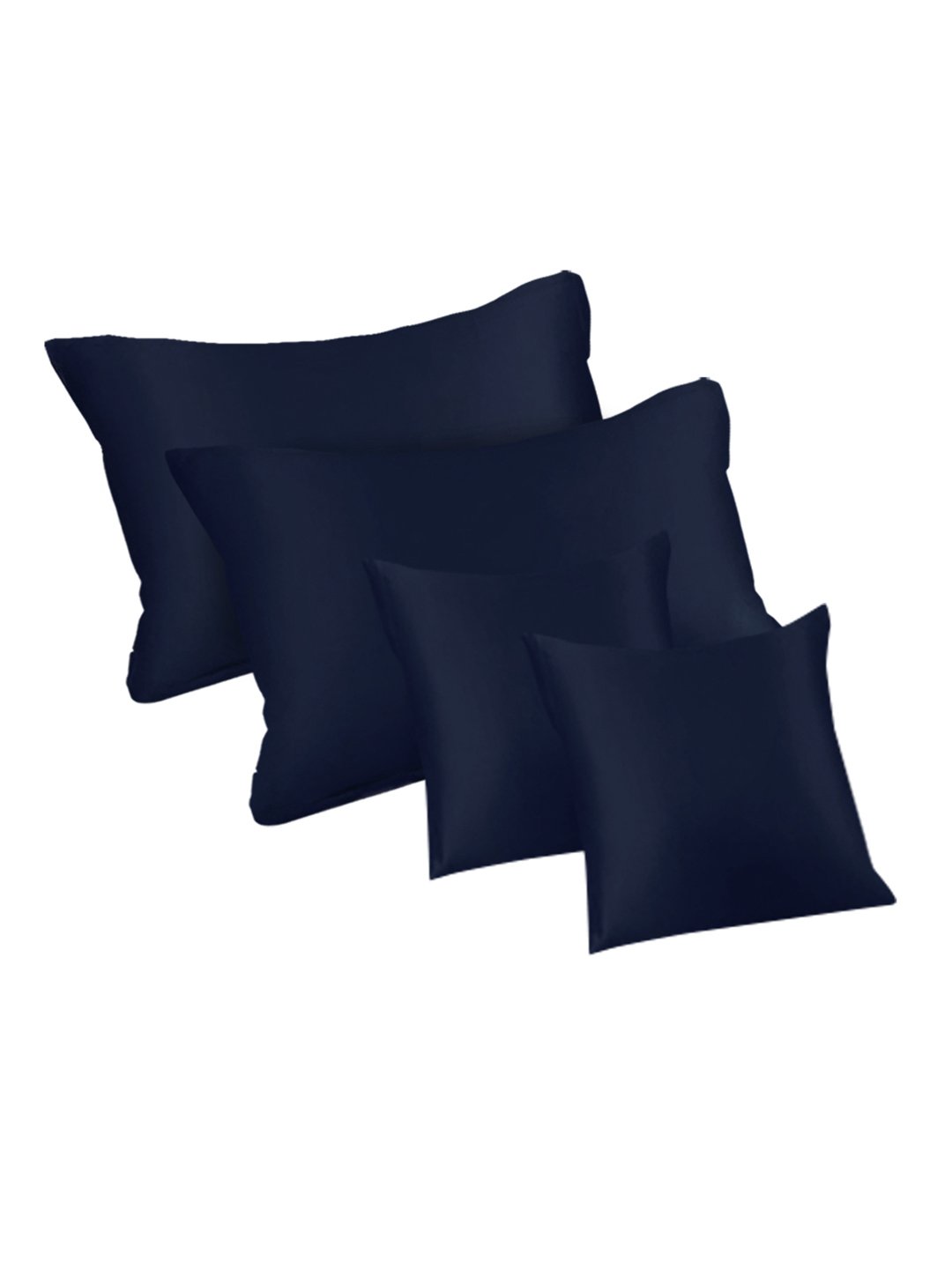 Blue Solid 400 TC Satin Super King Double Bedsheet with 2 Pillow Covers & 2 Cushion Covers
