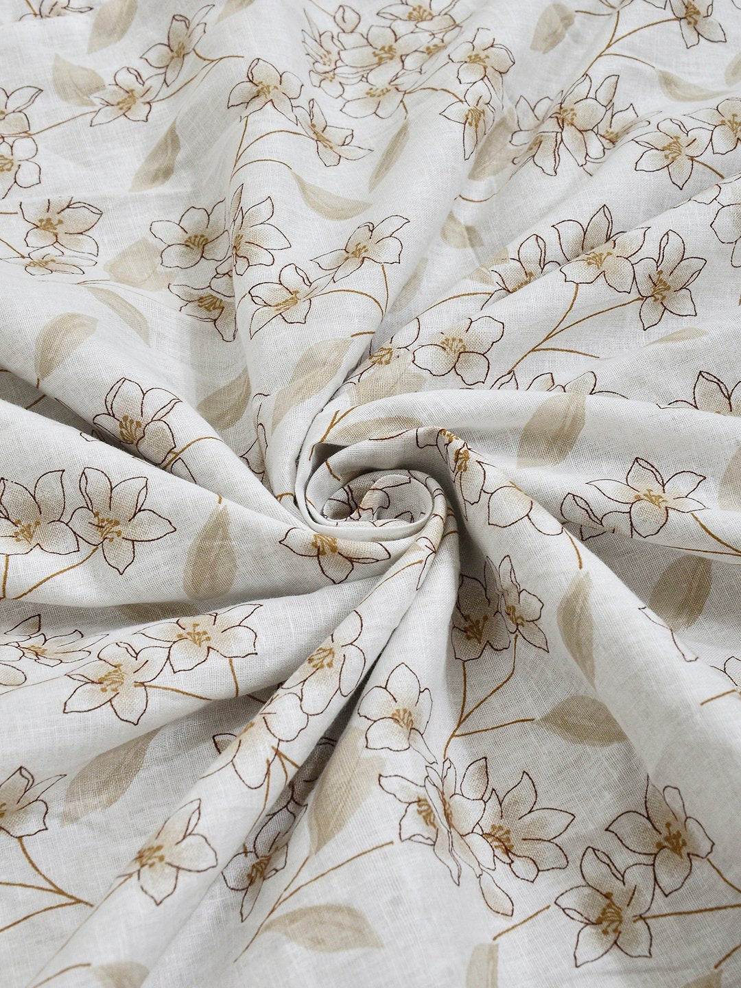Beige Pure Cotton Floral Double Bed Dohar