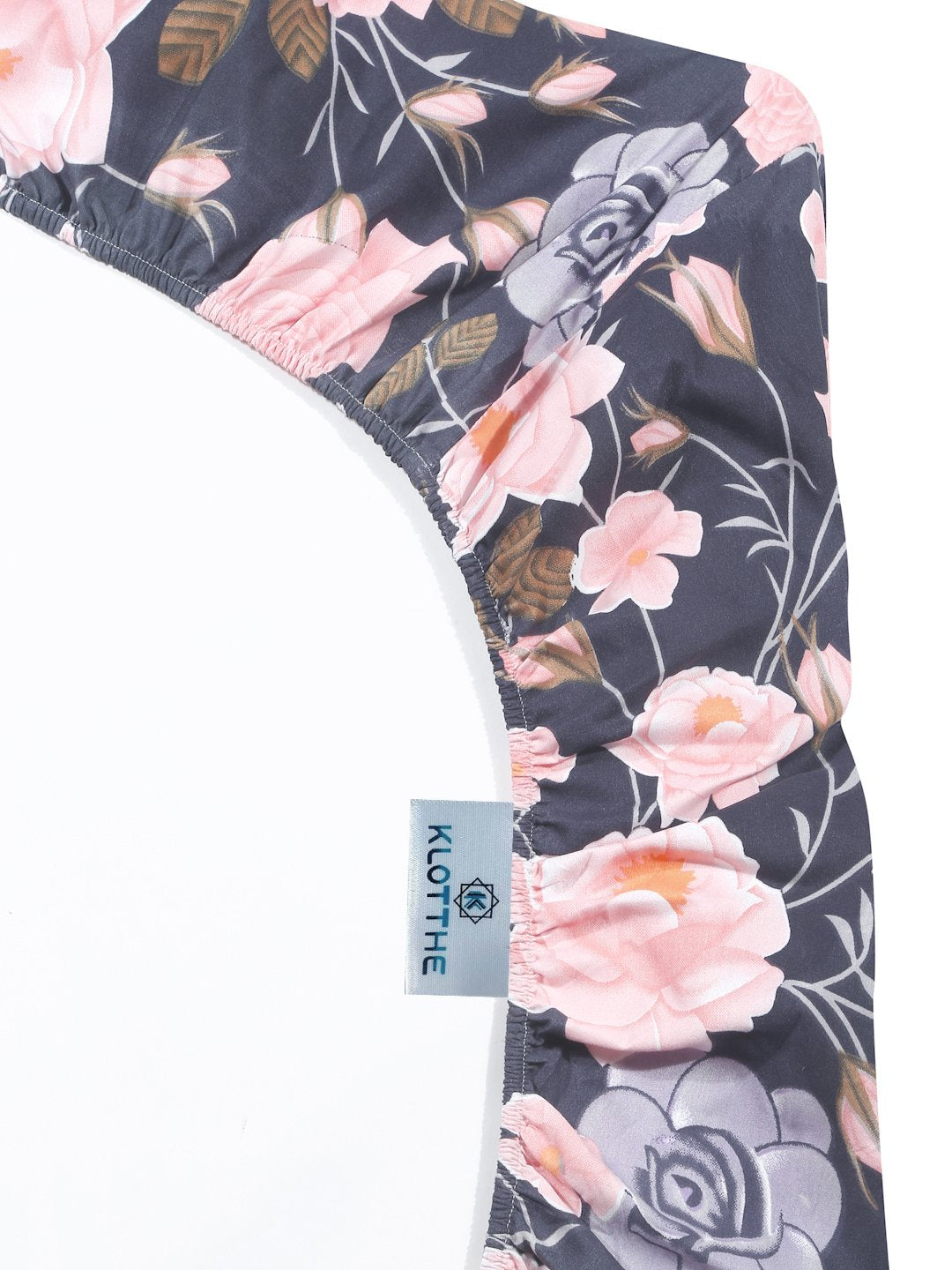 Multi Floral 300 TC Cotton Blend Fitted Double Bedsheet in Book Fold Packing