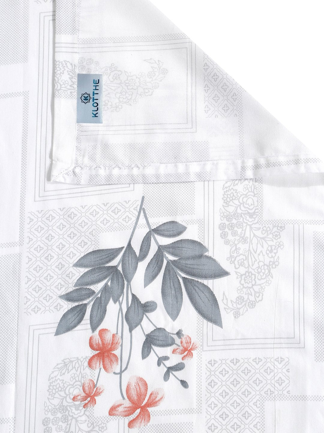White Floral 400 TC Pure Cotton Super King Double Bedsheet with 2 Pillow Covers