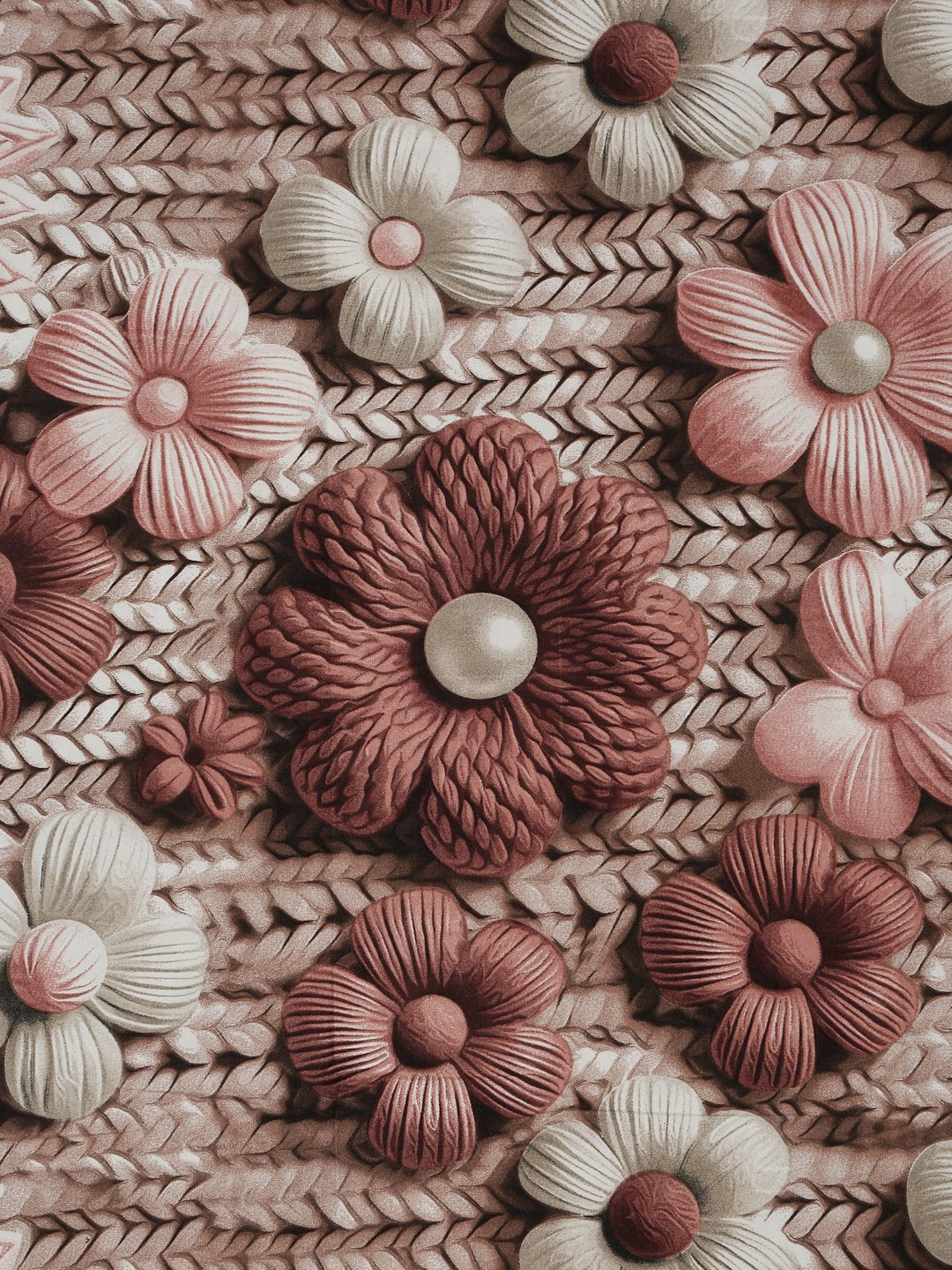 Brown Floral 7D King Size Cotton Blend Fitted Double Bedsheet with 2 Pillow Covers