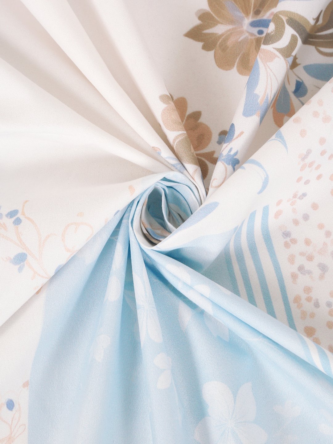 Digital Blue Geometric Cotton Blend Fitted Double Bedsheet with 2 Pillow Covers