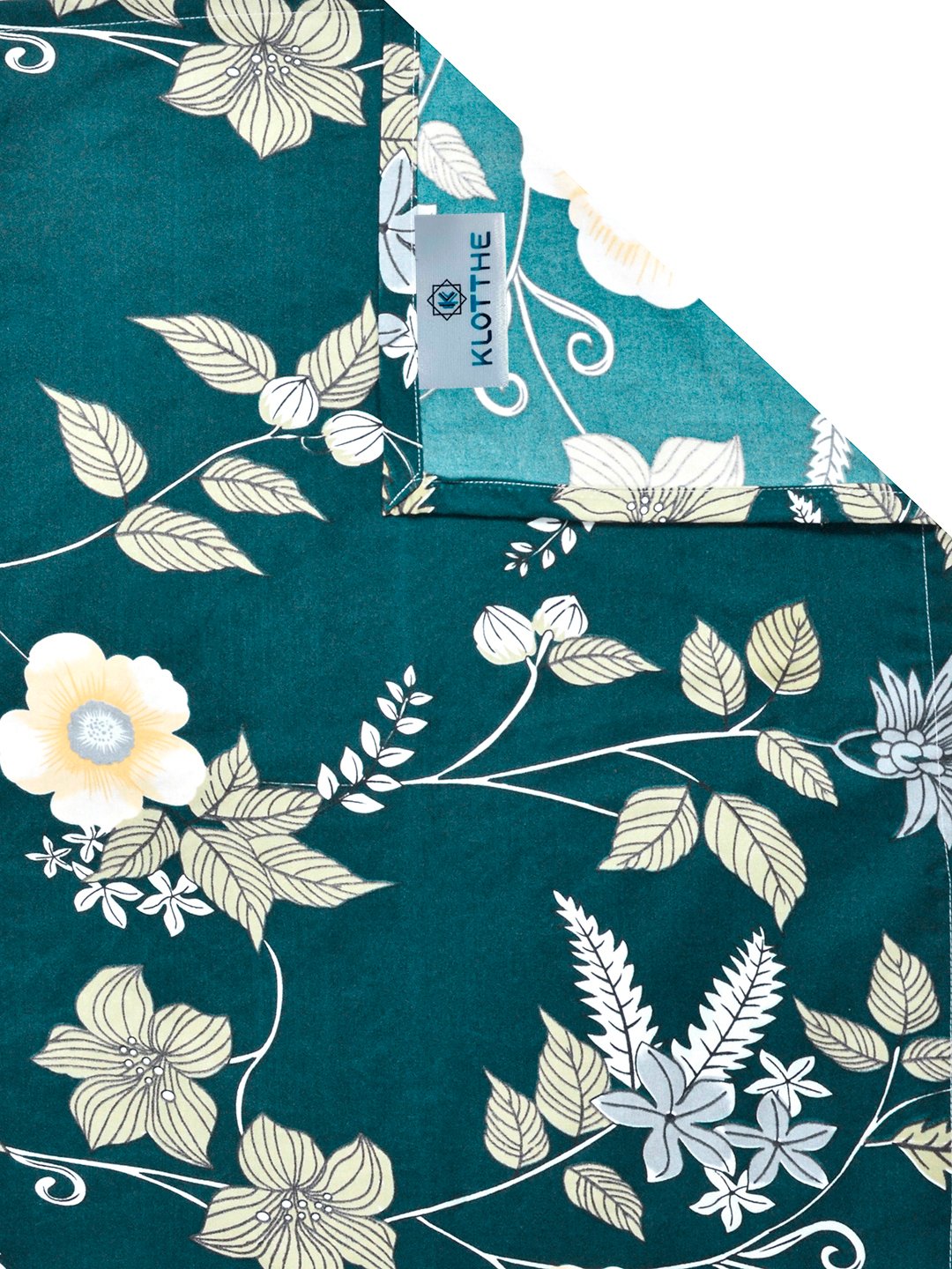 Green Floral Cotton Blend Single Bedsheet with Pillow Cover