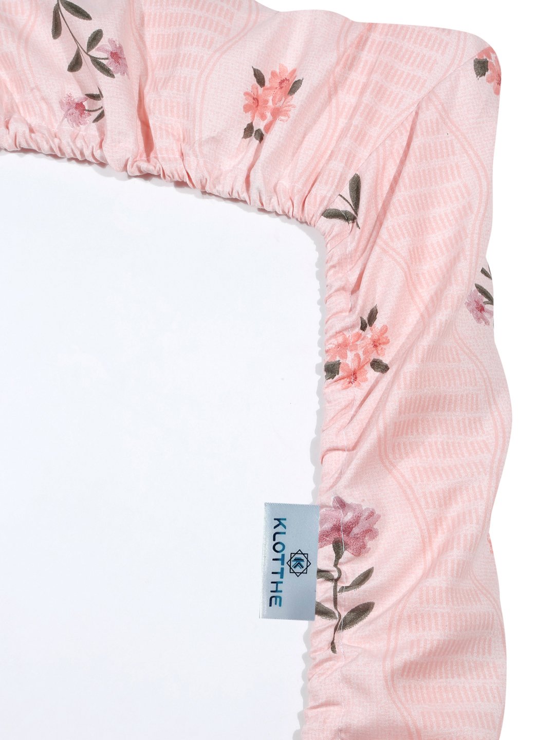 Book Fold Pink Floral 300 TC Cotton Blend Fitted Double Bedsheet with 2 Pillow Covers