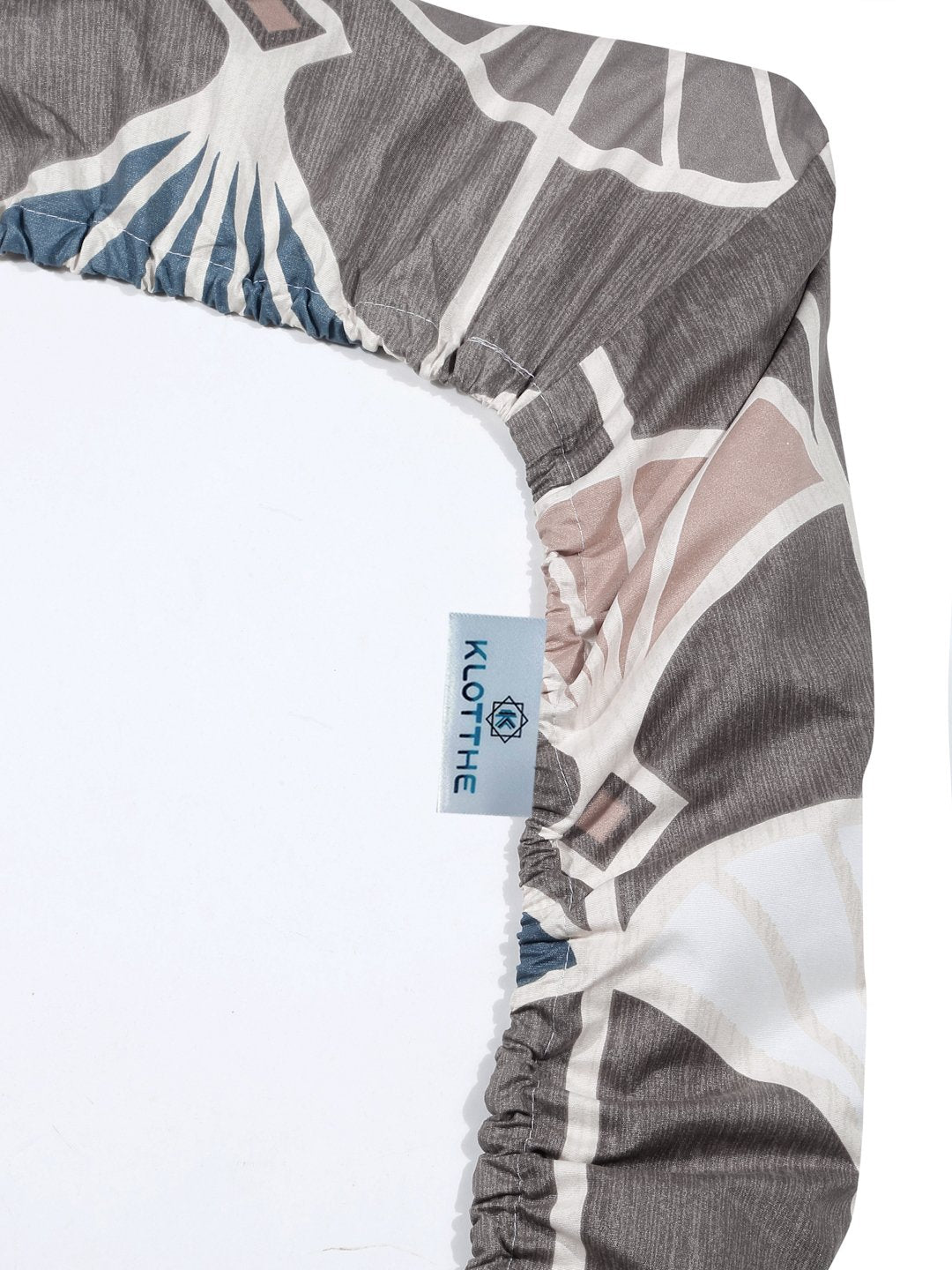 Brown Floral 300 TC Cotton Blend Fitted Single Bedsheet Set in Book Fold Packing