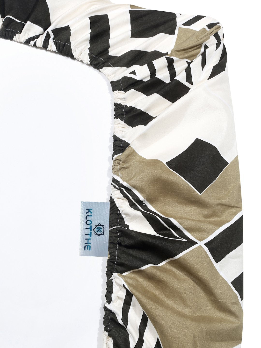 Multi Geometric 300 TC Cotton Blend Fitted Single Bedsheet Set in Book Fold Packing