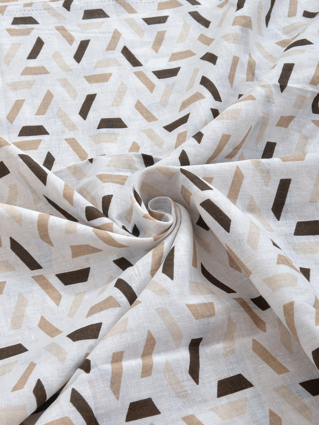 Beige Pure Cotton Geometric Double Bed Dohar