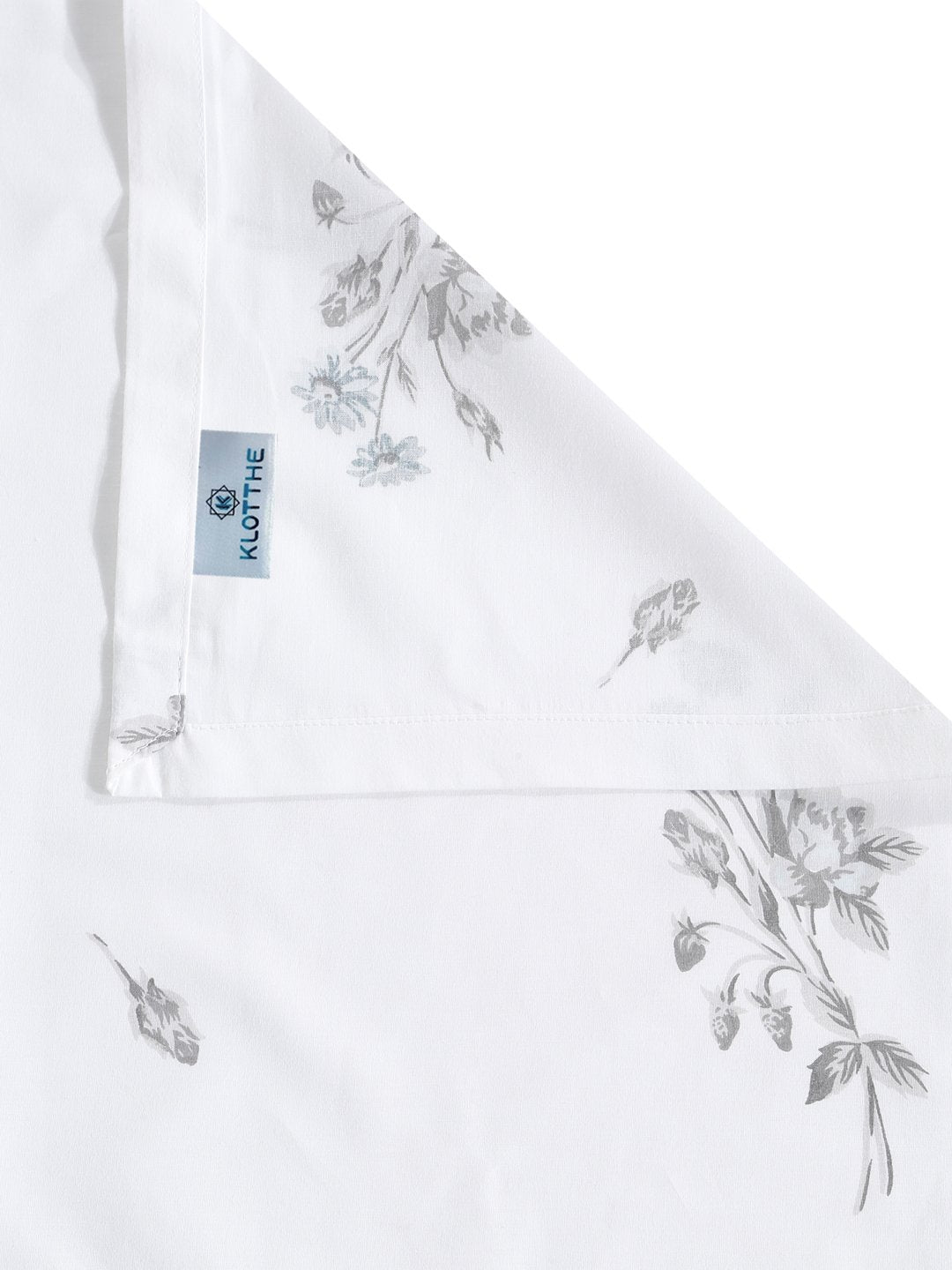 White Floral 400 TC Pure Cotton Super King Double Bedsheet with 2 Pillow Covers