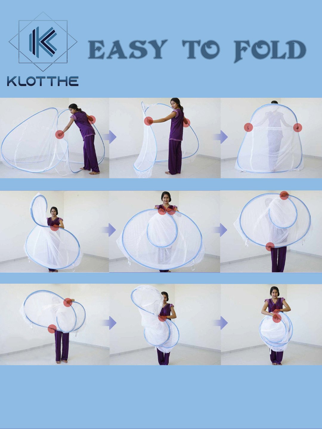 Blue King Size Washable Foldable Mosquito Net