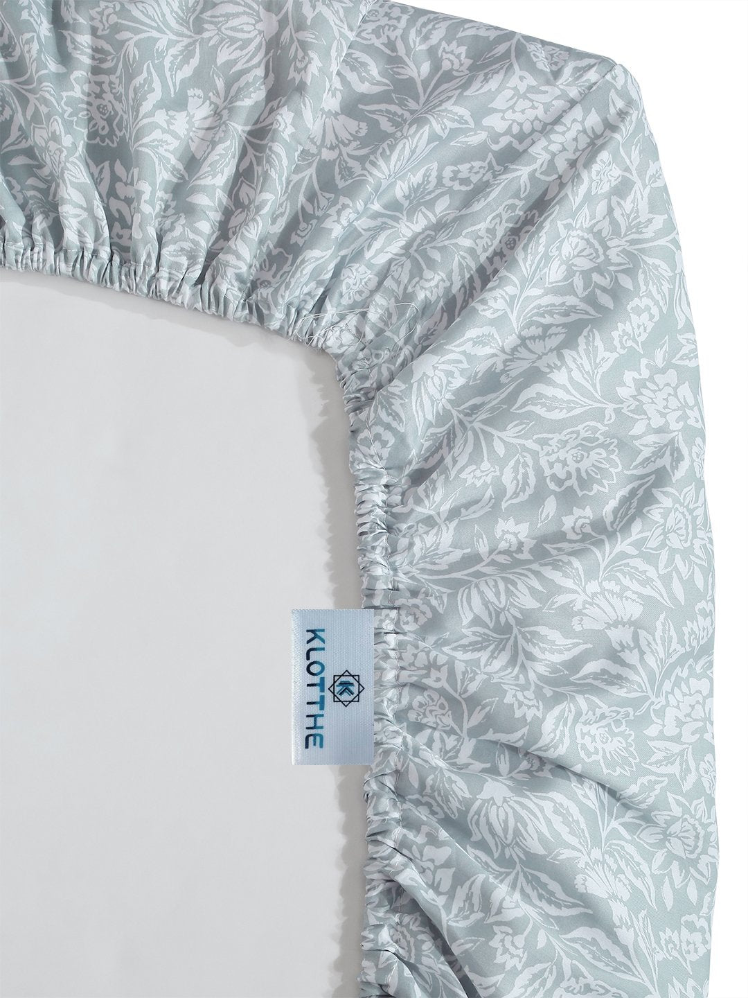 Grey Floral Embroidered 400 TC Cotton Fitted Double Bedsheet with 4 Pillow Covers & 2 Cushion Covers