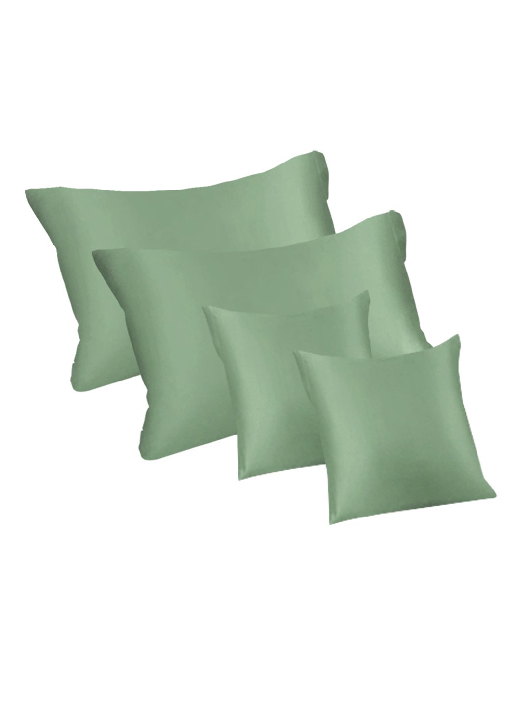 Olive Solid 400 TC Satin Super King Double Bedsheet with 2 Pillow Covers & 2 Cushion Covers