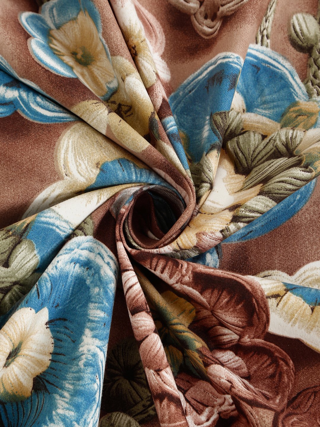 Brown Floral 7D King Size Cotton Blend Fitted Double Bedsheet with 2 Pillow Covers