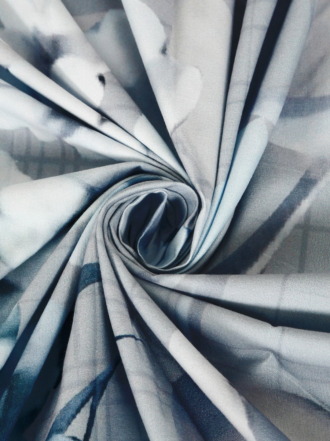 Grey Digital Floral Printed Cotton Blend Fitted Fitted Double Bedsheet with 2 Pillow Covers