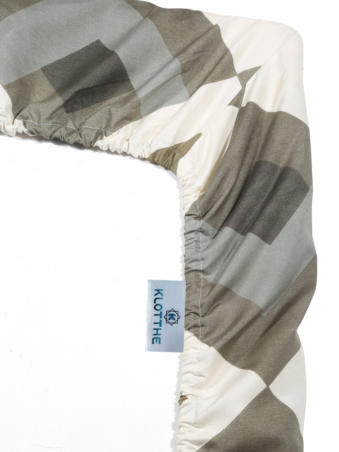 Multi Geometric 300 TC Cotton Blend Fitted Single Bedsheet with Pillow Cover