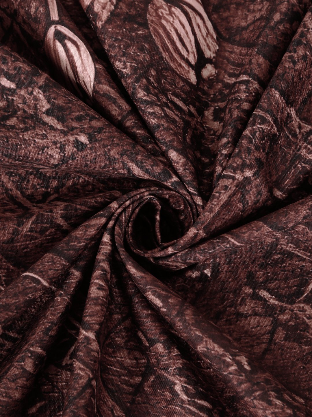 Digital Printed Brown Floral Cotton Blend Double Bedsheet with 2 Pillow Covers