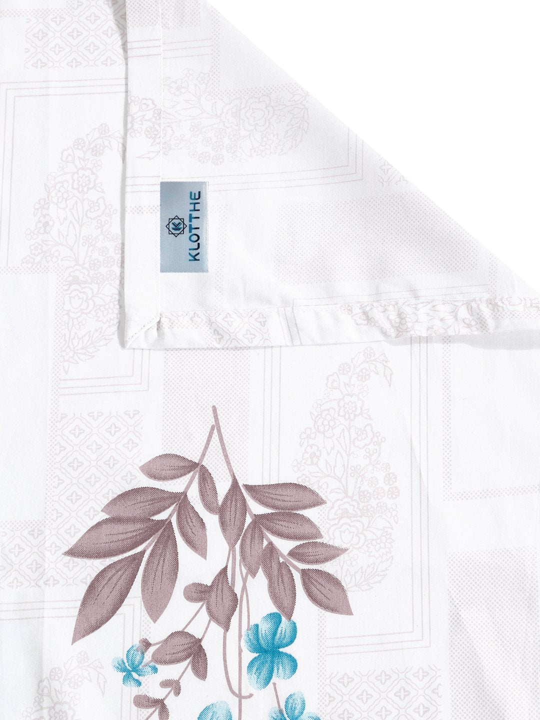 White Floral 400 TC Pure Cotton Super King Double Bedsheet with 2 Pillow Covers
