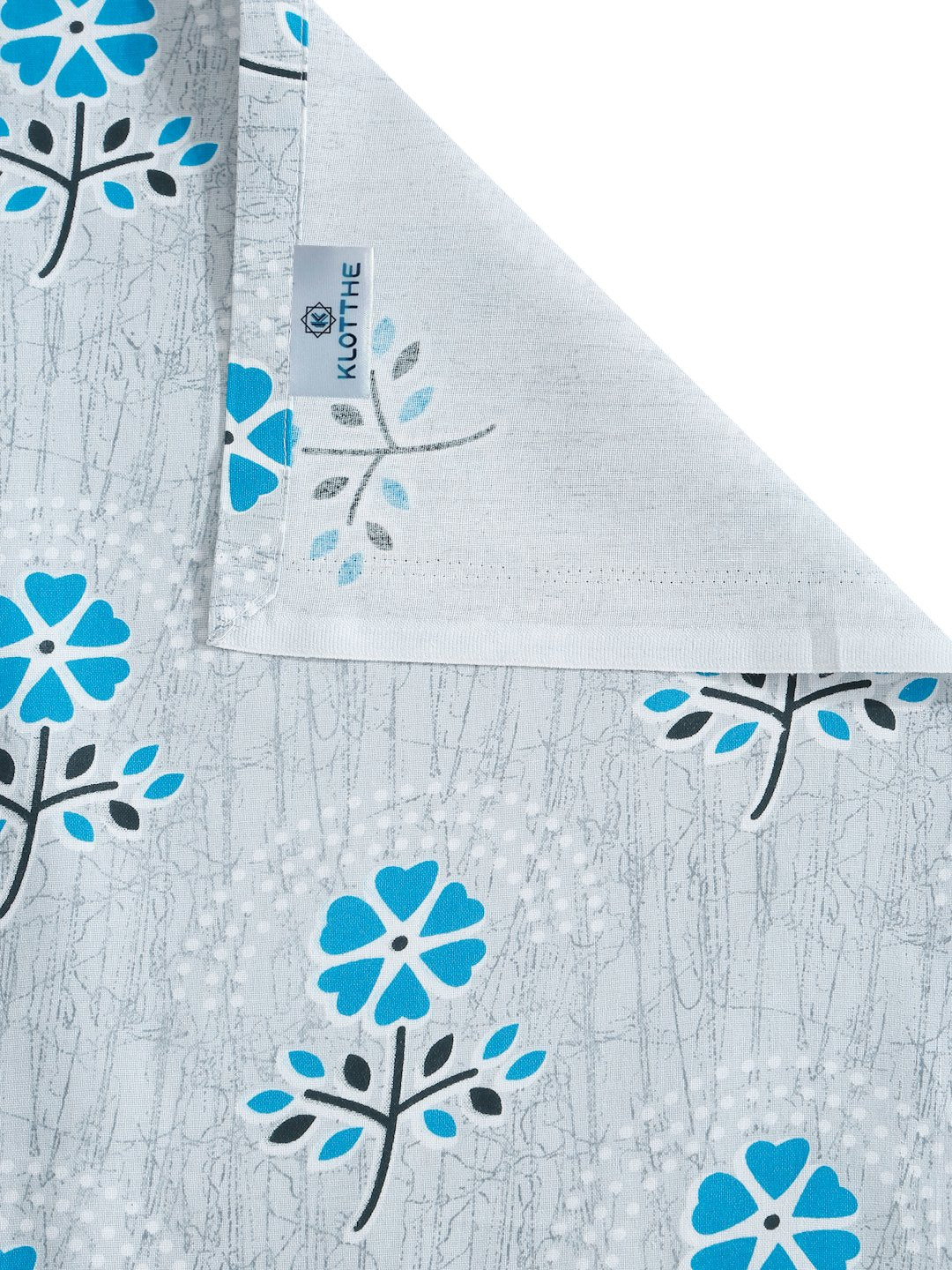 Blue Floral 400 TC Pure Cotton Double Bedsheet with 2 Pillow Covers