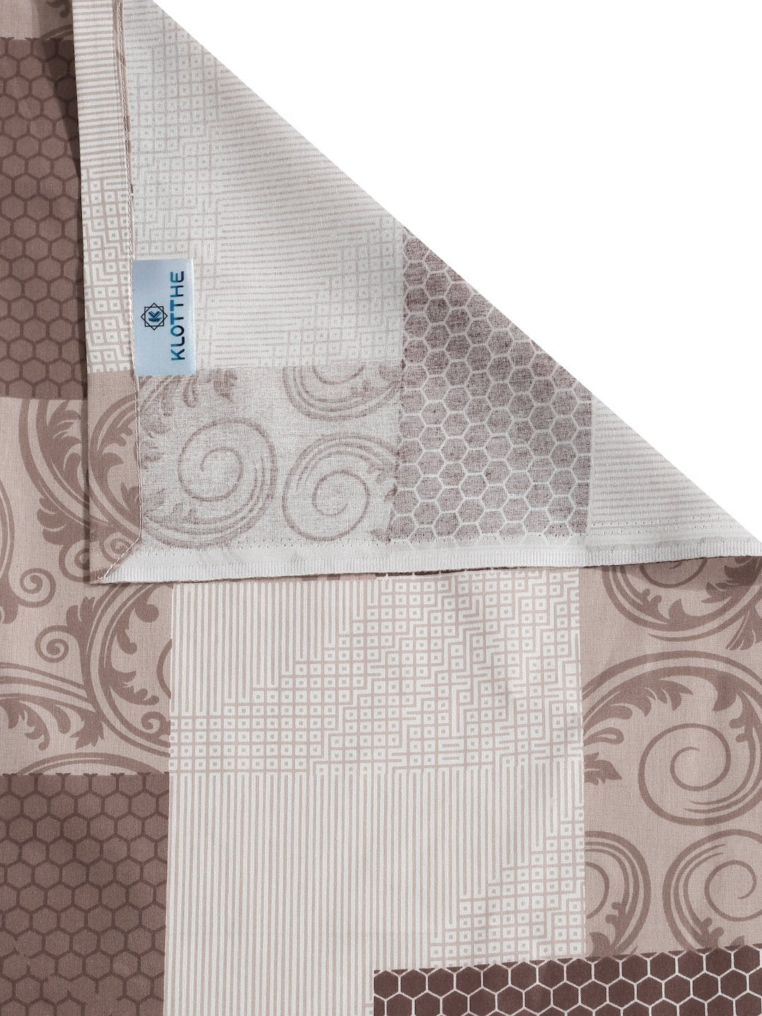 Brown Geometric 400 TC Pure Cotton Double Bedsheet in Book Fold Packing
