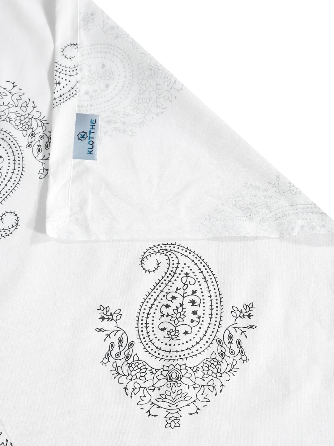 OffWhite Ethnic Motifs 400 TC Pure Cotton Super King Double Bedsheet with 4 Pillow Covers