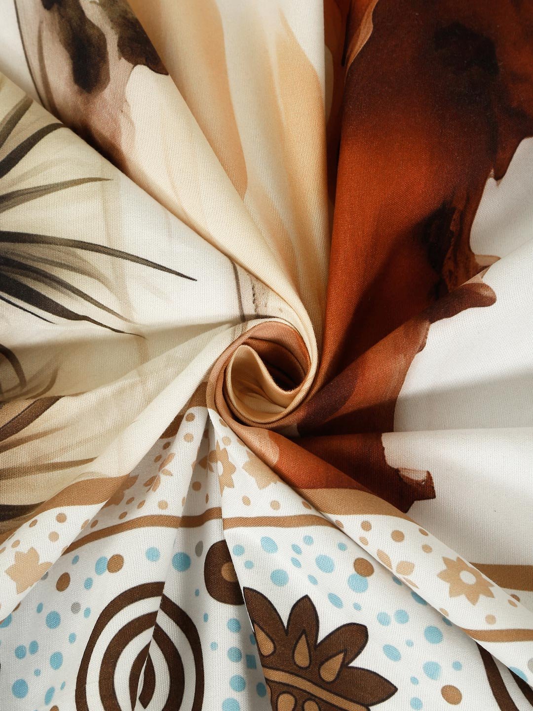 Digital Printed Cream Conversational Cotton Blend Double Bedsheet with 2 Pillow Covers
