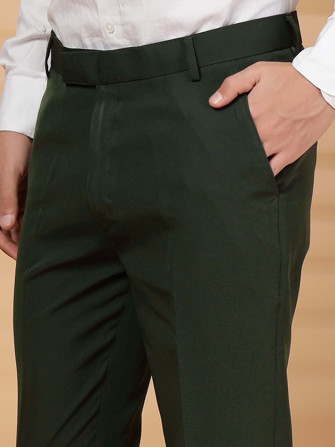 Green Solid Embroidery Single-Breasted Two-Piece Party Suit