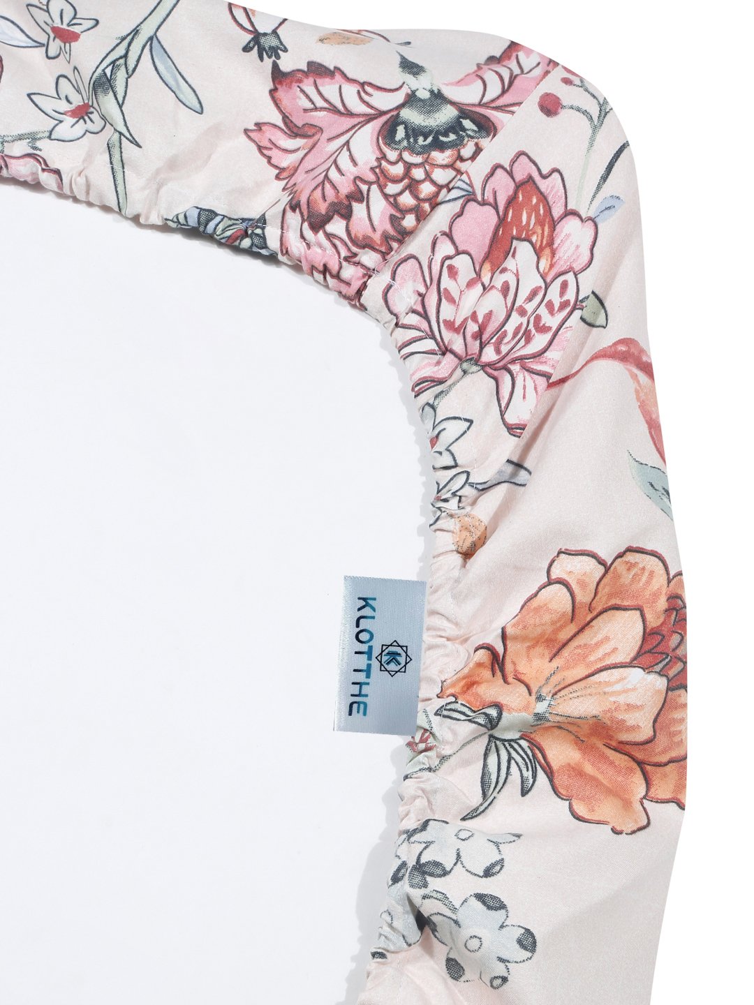 Multi Floral 300 TC Cotton Blend Fitted Single Bedsheet in Book Fold Packing