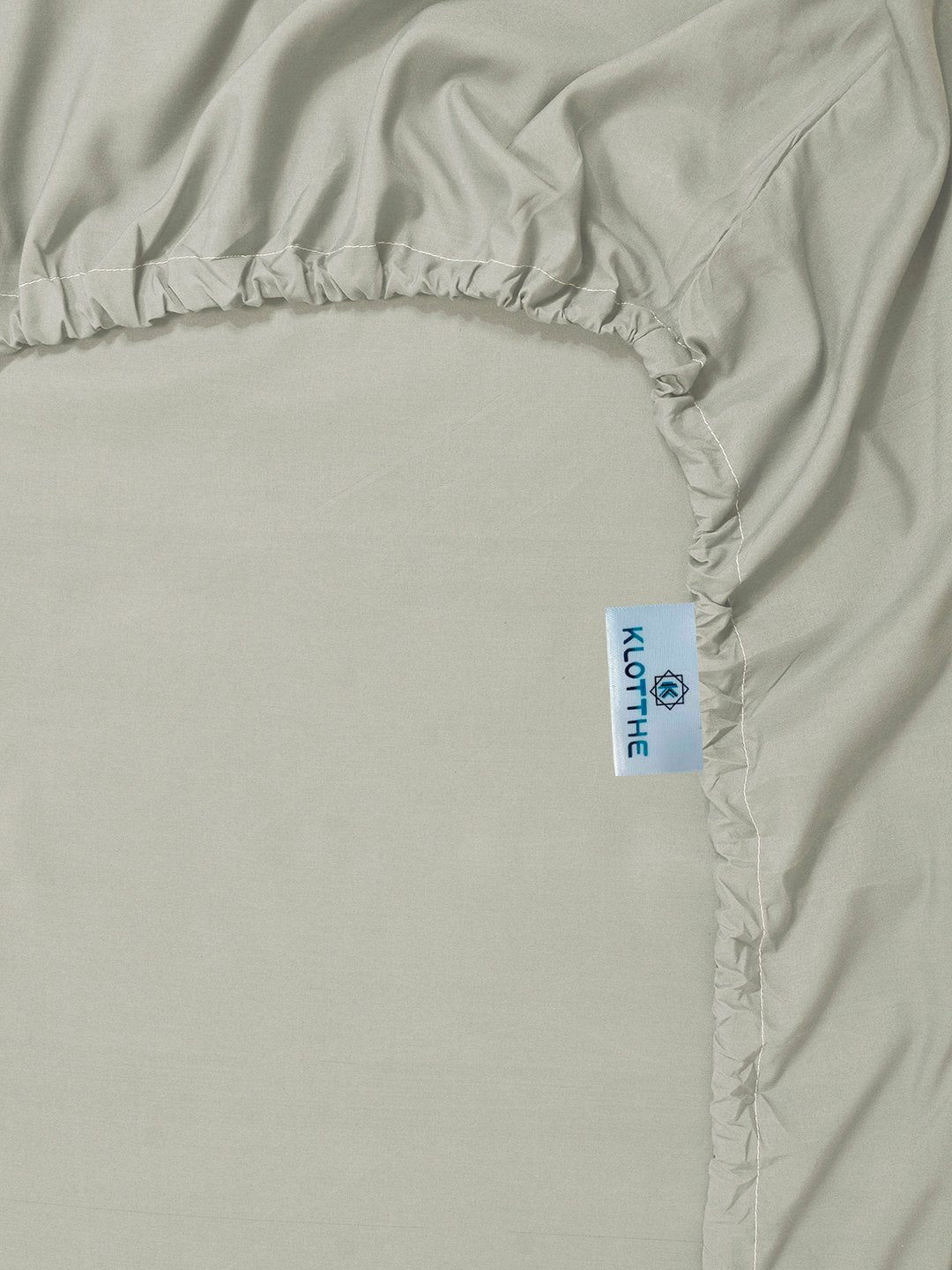 Cream Solid 400 TC Satin Fitted Super King Double Bedsheet with 2 Pillow Covers & 2 Cushion Covers