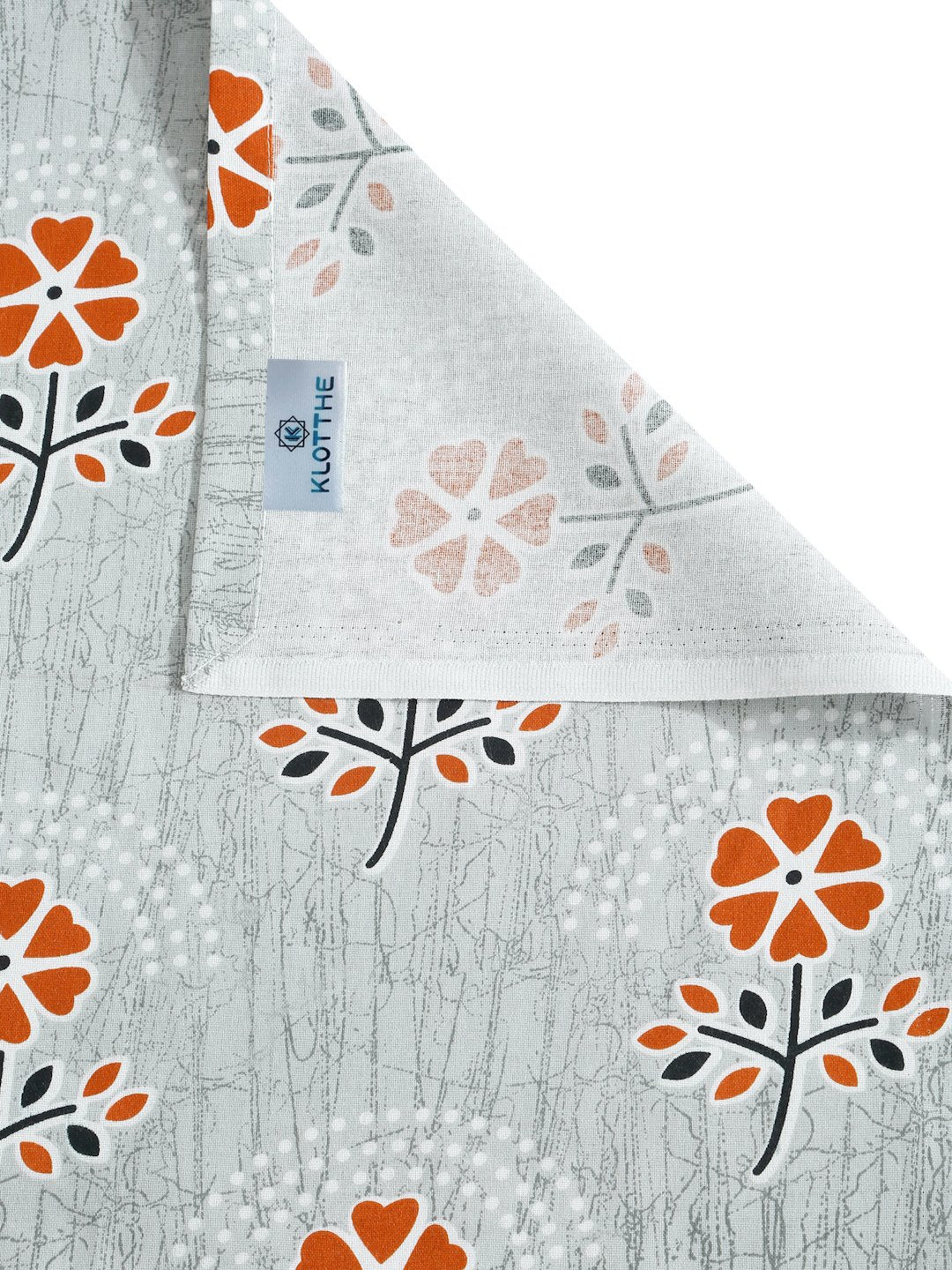 Grey Floral 400 TC Pure Cotton Double Bedsheet with 2 Pillow Covers