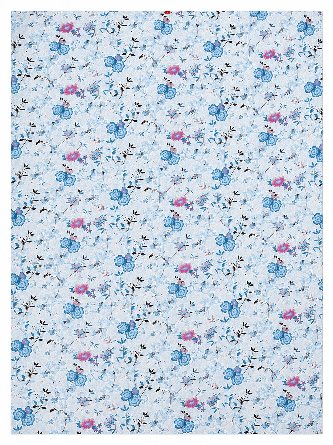 Blue Floral Cotton Blend Double Bedsheet with 2 Pillow Covers