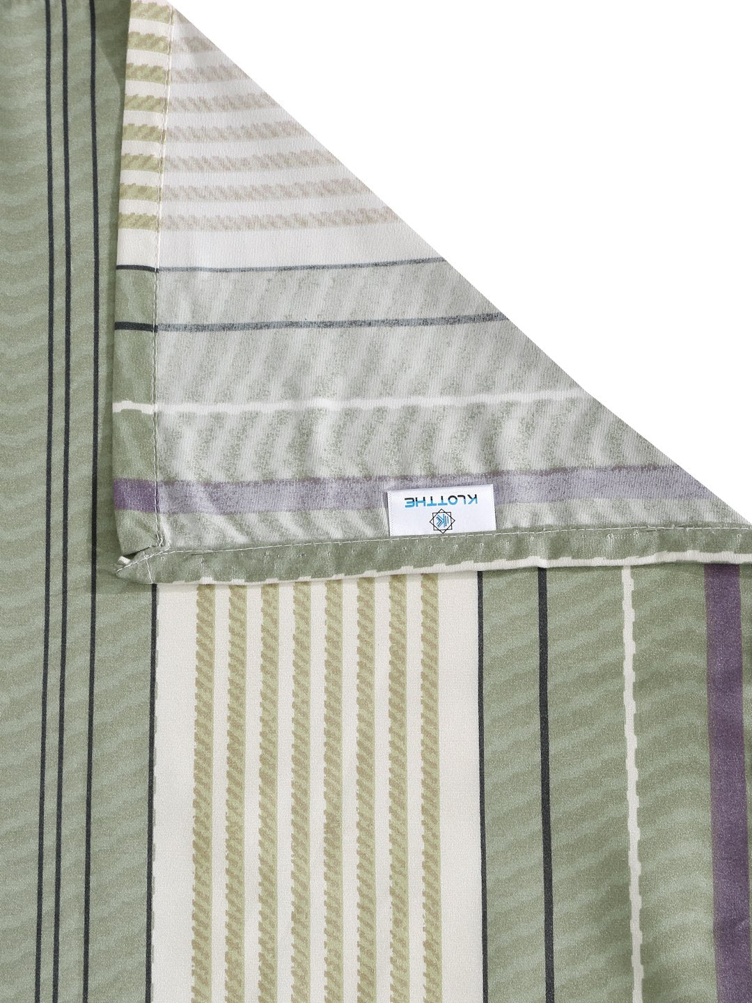 Green Striped 300 TC Cotton Blend Double Bedsheet with 2 Pillow Covers