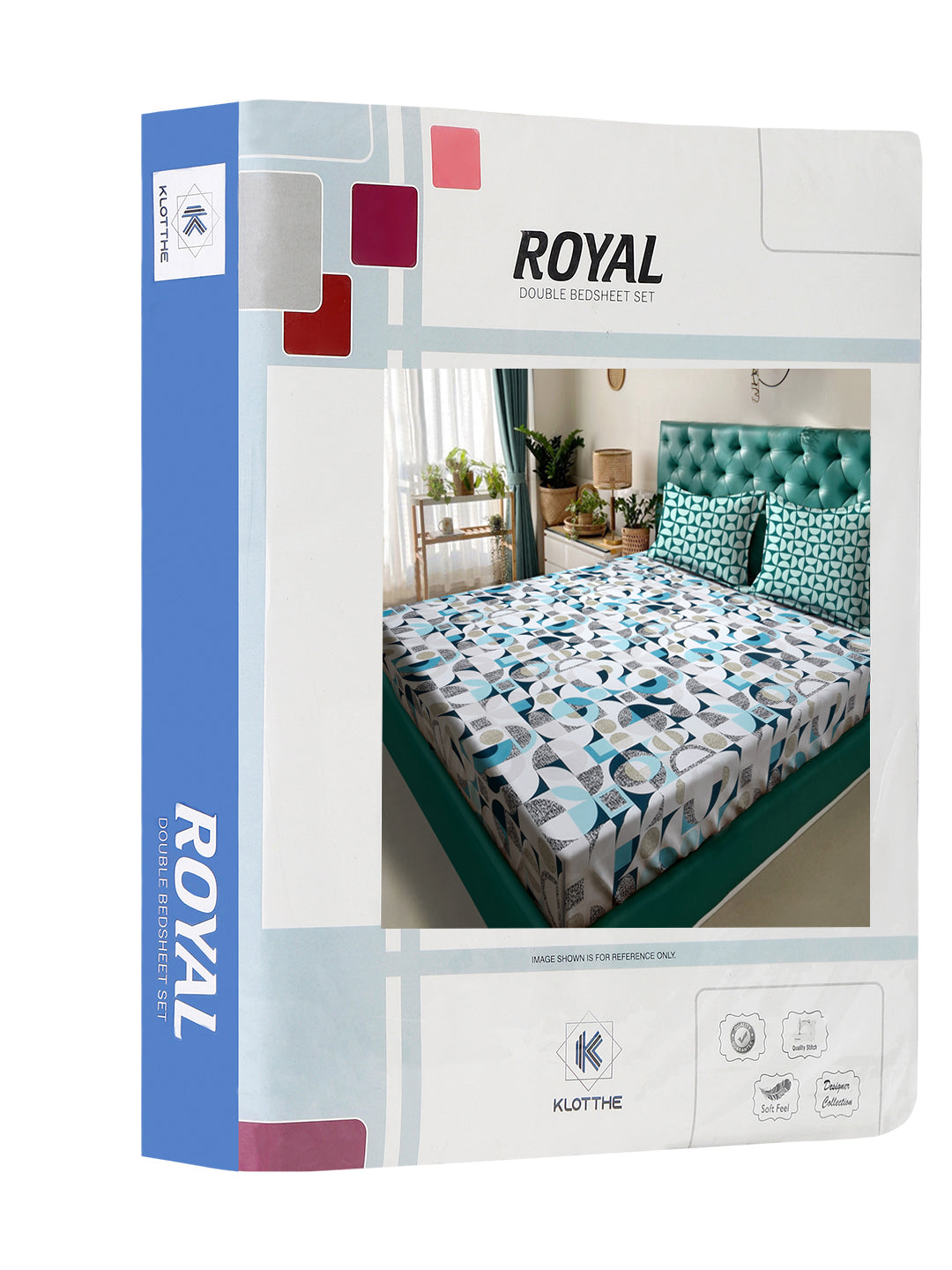 Klotthe White Geometric 300 TC Cotton Blend Double Bedsheet in Book Fold Packing