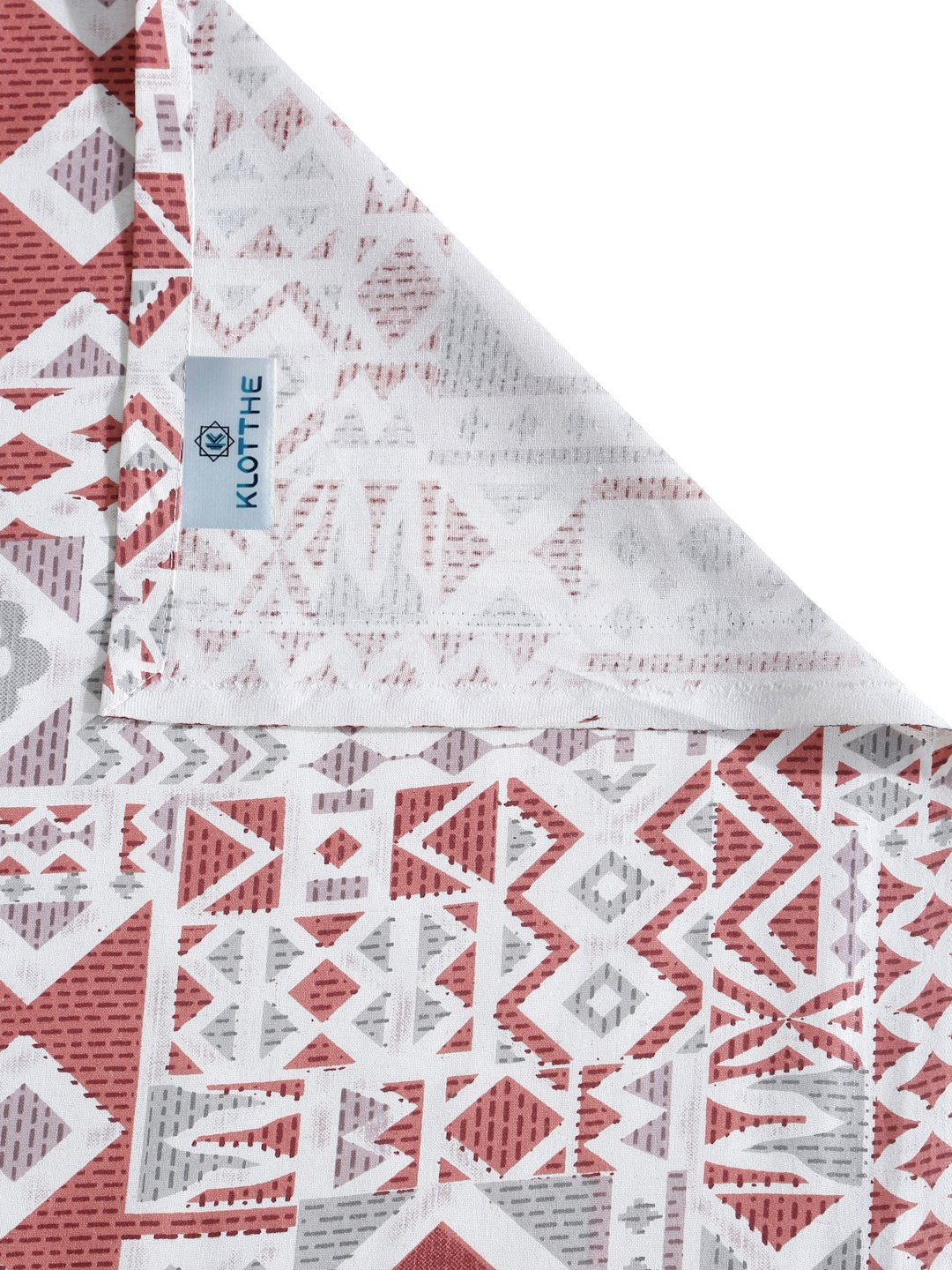 Red Geometric 400 TC Pure Cotton Super King Double Bedsheet with 2 Pillow Covers