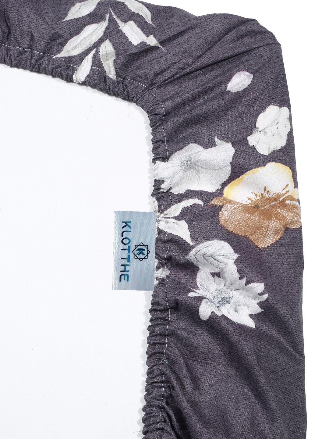 Brown Floral  300 TC Cotton Blend Fitted Double Bedsheet with 2 Pillow Covers