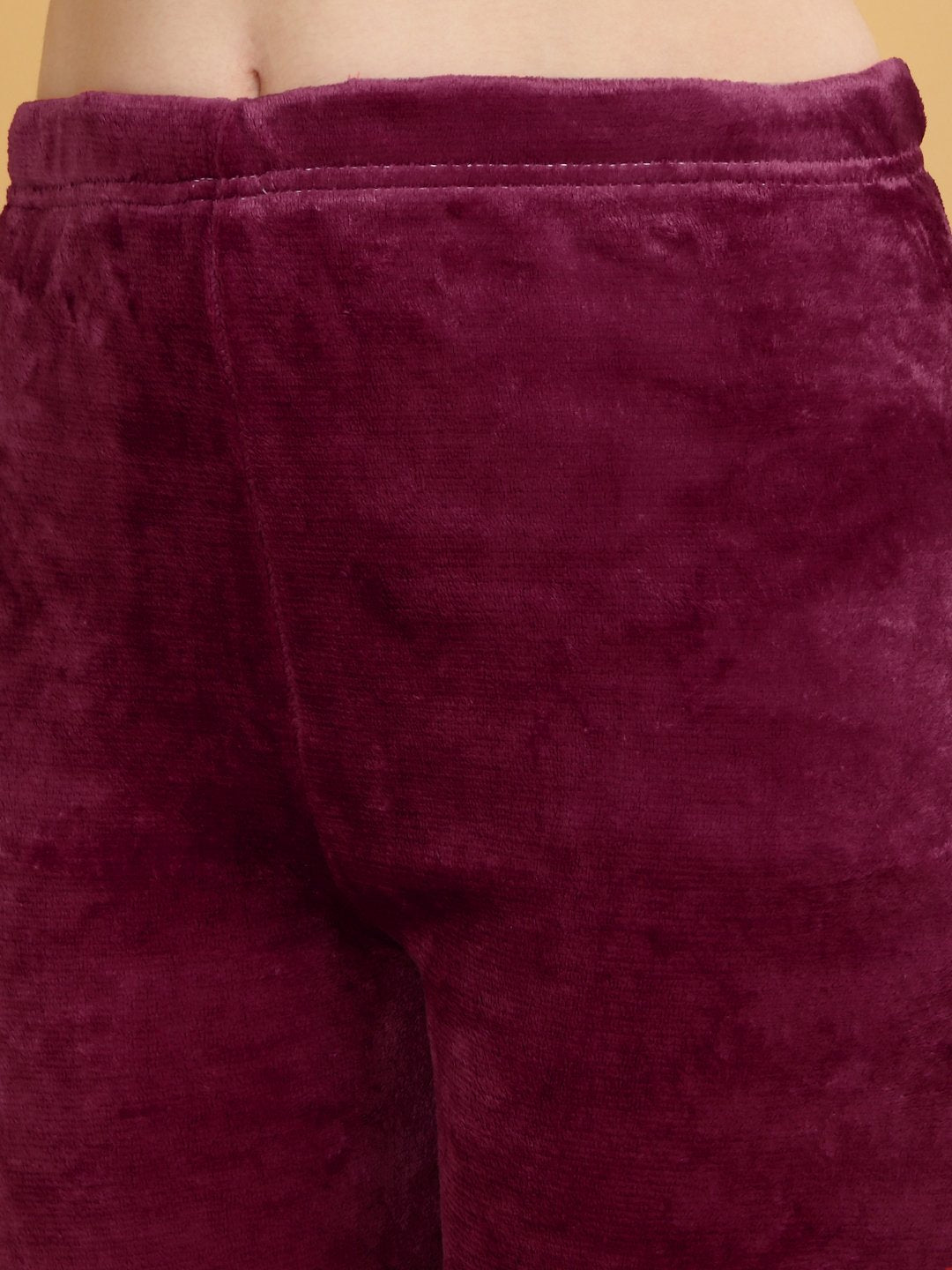 Klotthe Women Maroon Solid Woolen Night Suit