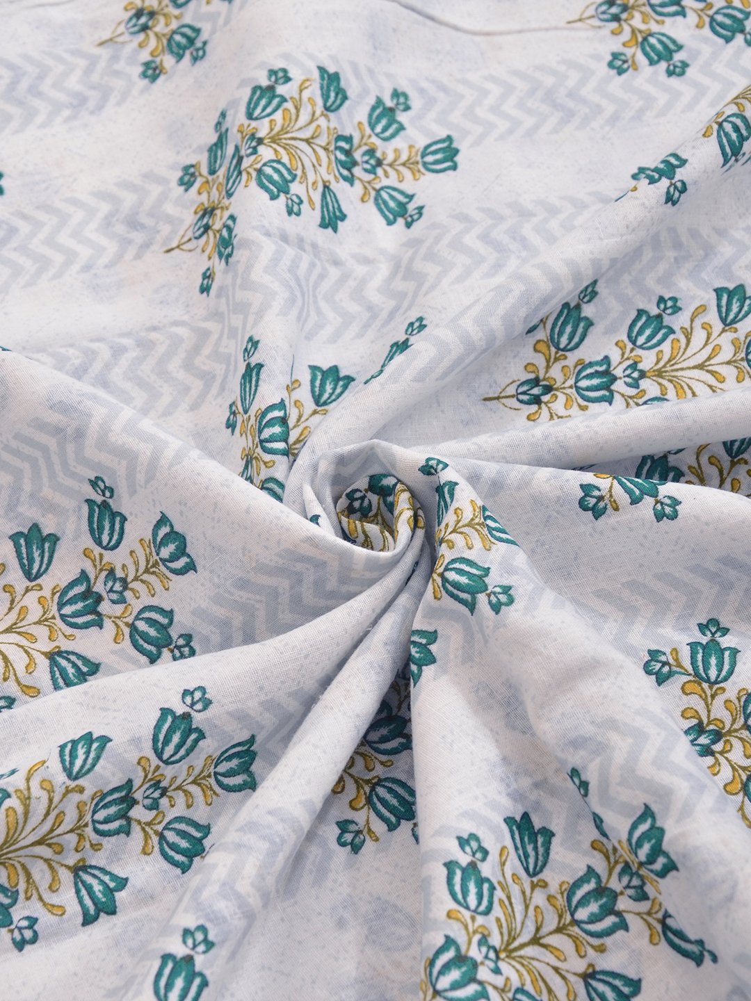 Green Pure Cotton Floral Double Bed Dohar