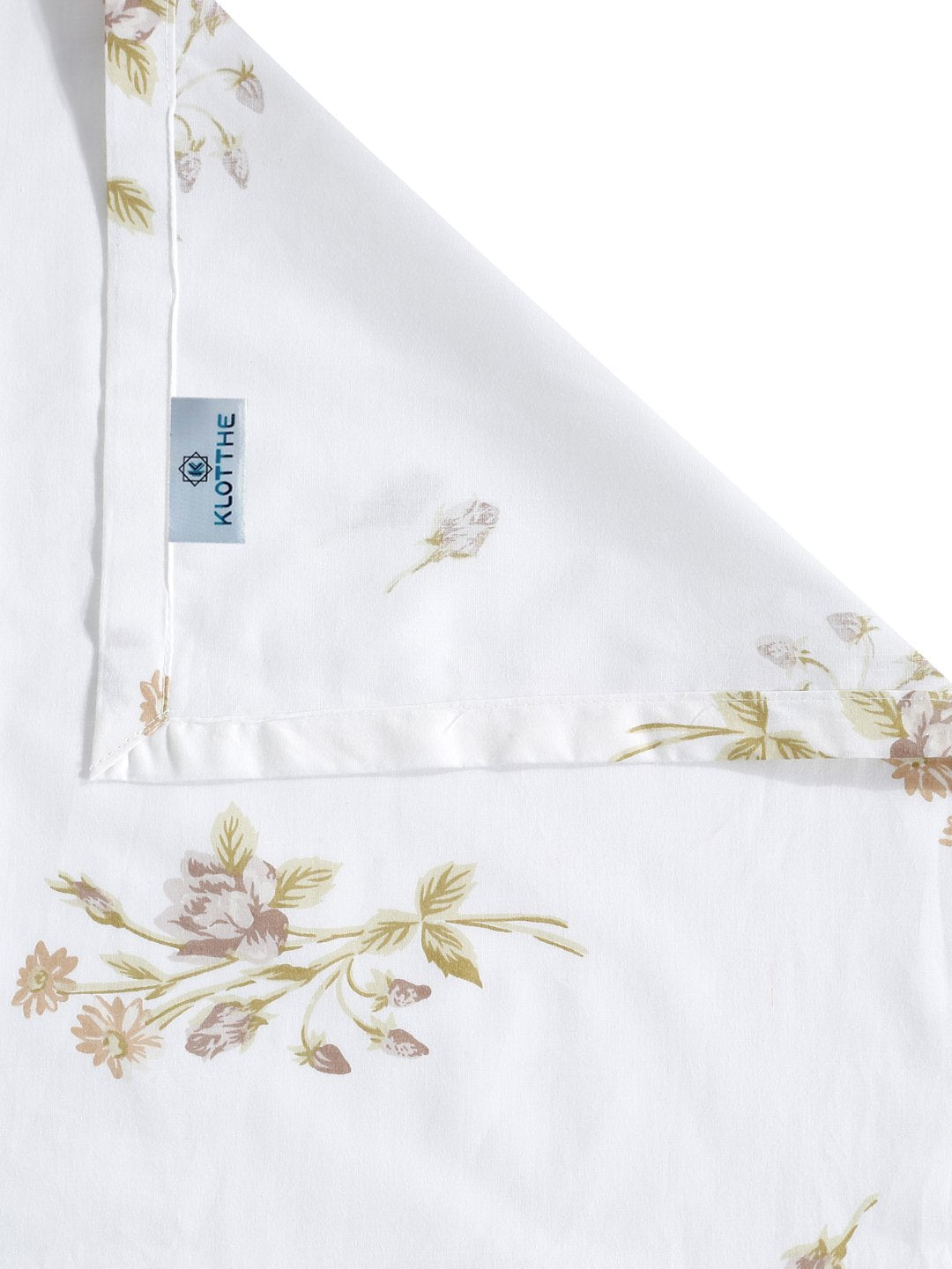 White Floral 400 TC Pure Cotton Super King Double Bedsheet with 2 Pillow Covers