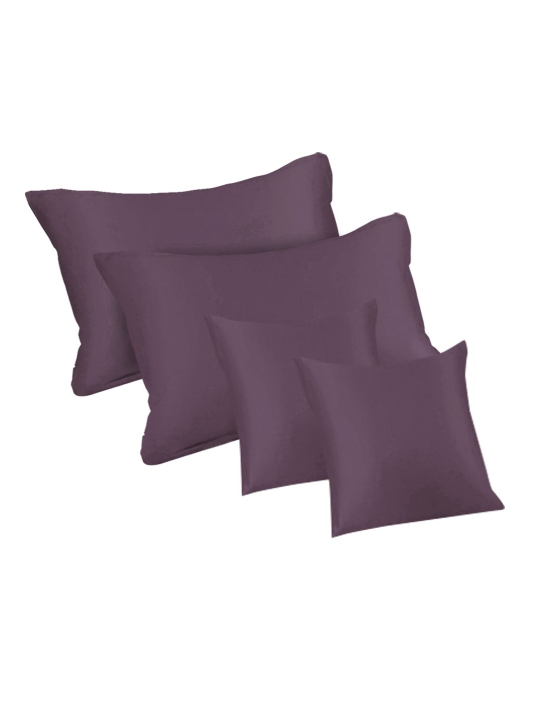 Purple Solid 400 TC Satin Super King Double Bedsheet with 2 Pillow Covers & 2 Cushion Covers