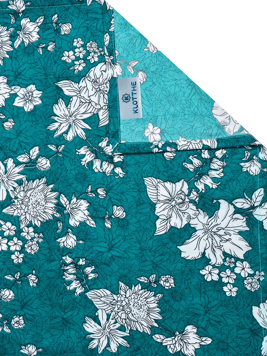 Green Floral Cotton Blend Single Bedsheet with Pillow Cover