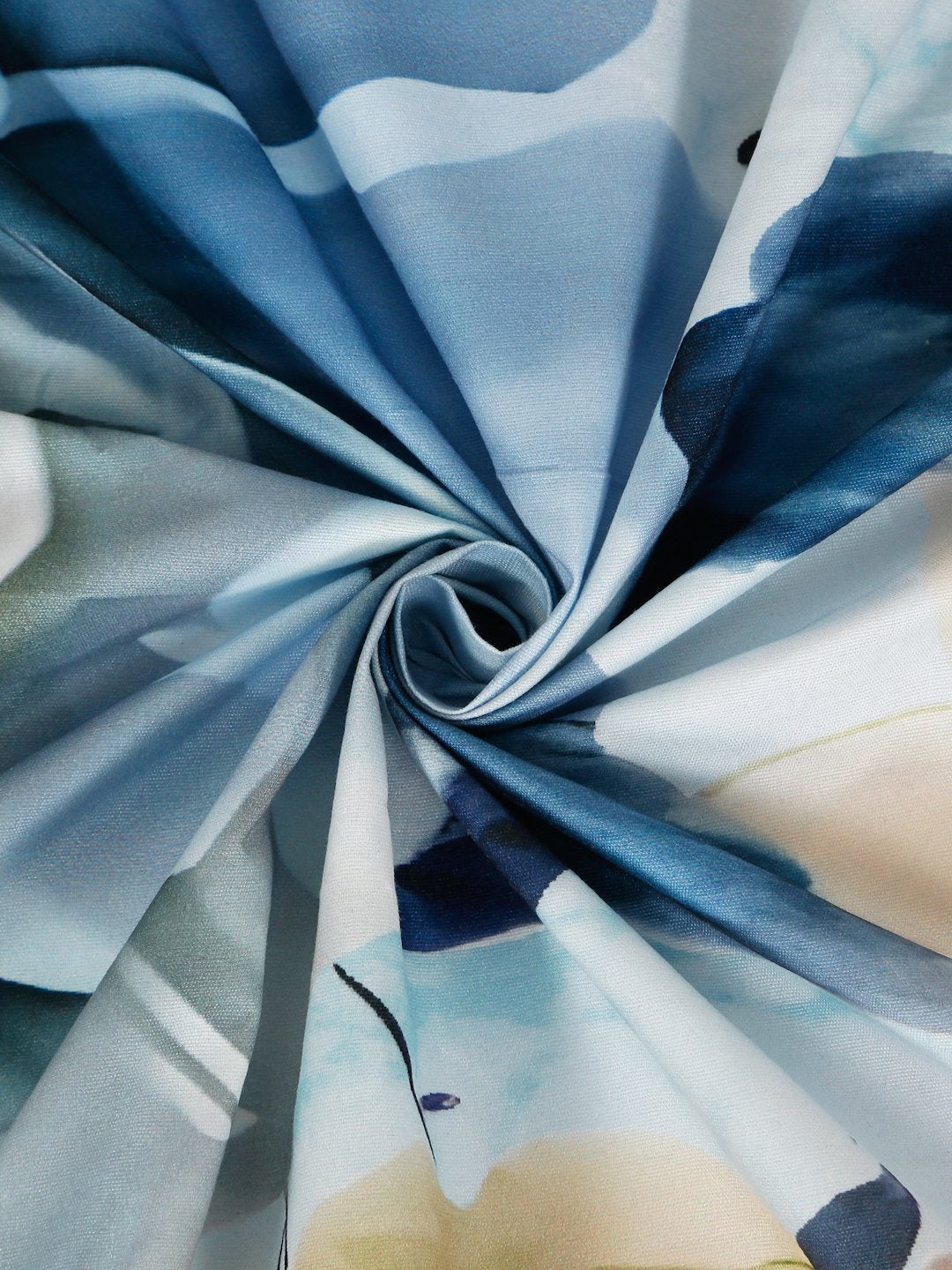 Blue Digital Floral Printed Cotton Blend Single Bedsheet with Pillow Cover