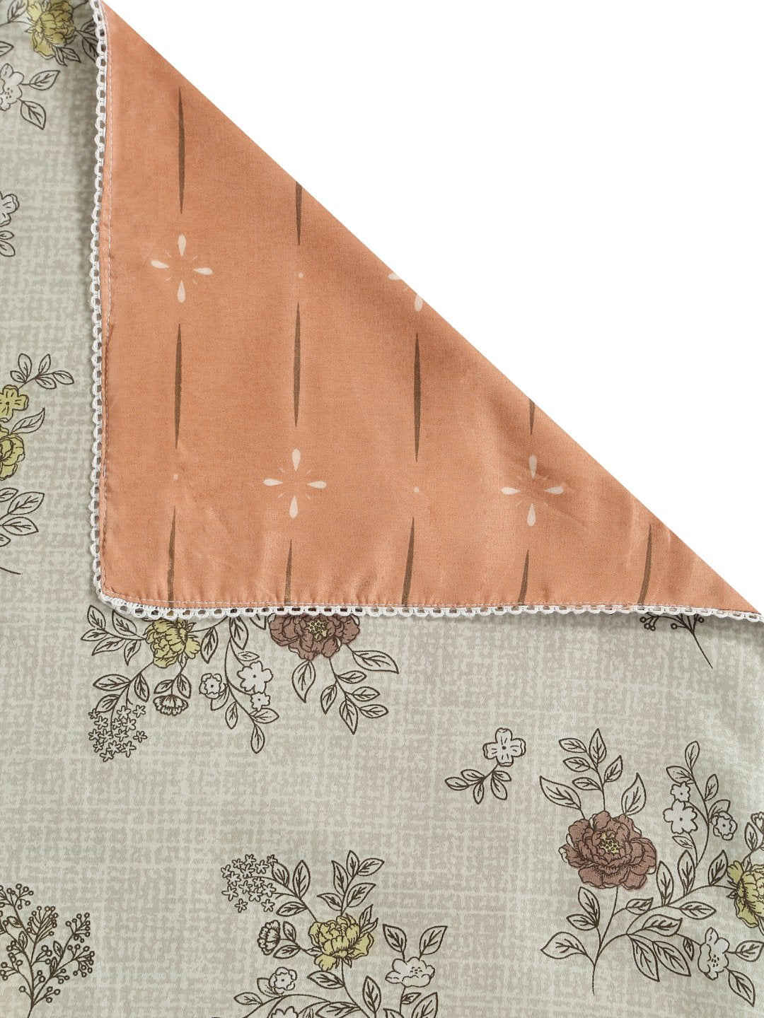Green Cotton Blend Floral Double Bed Dohar