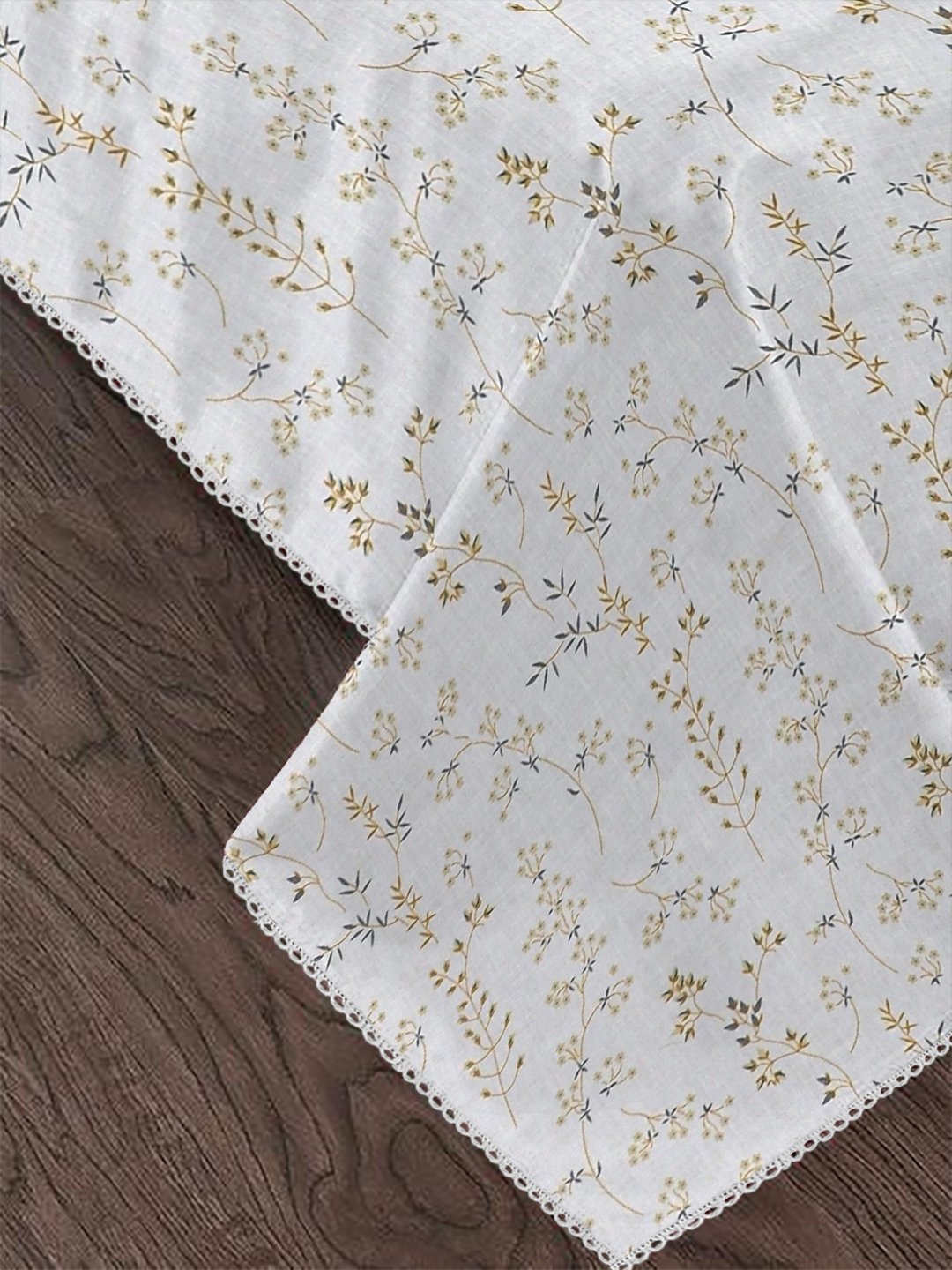 Beige Pure Cotton Floral Double Bed Dohar