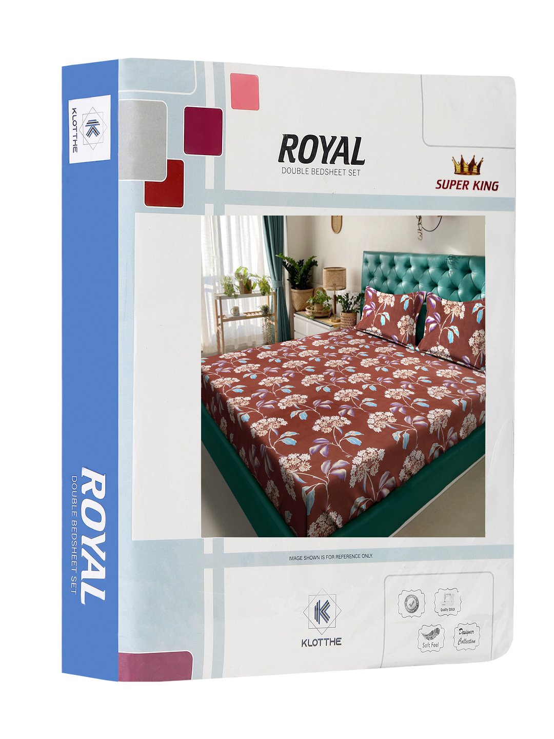 Rust Floral 300 TC Cotton Blend Double Bedsheet in Book Fold Packing