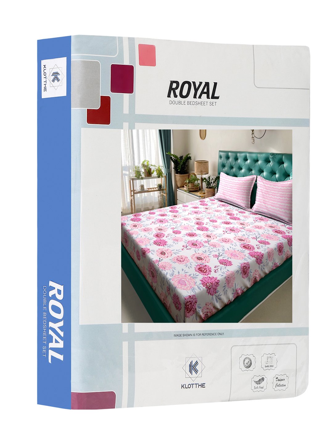 Pink Floral 300 TC Cotton Blend Double Bedsheet in Book Fold Packing