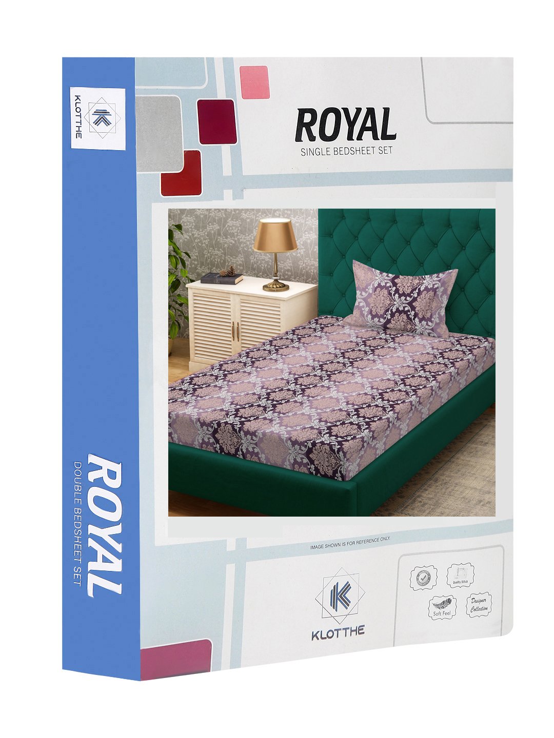 Purple Floral 300 TC Cotton Blend Single Bedsheet Set in Book Fold Packing